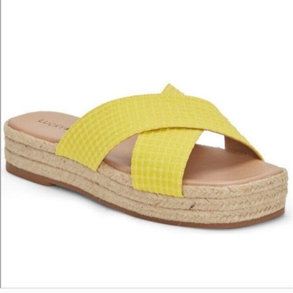 NEW Lucky Brand Gayte Yellow Espadrille Slide‎ Sandals 8.5 B(M) - Picture 1 of 4